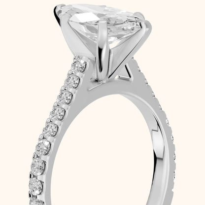 Elsa Cathedral Pavé Marquise Diamond Engagement Ring in Silver - slant-view.webp