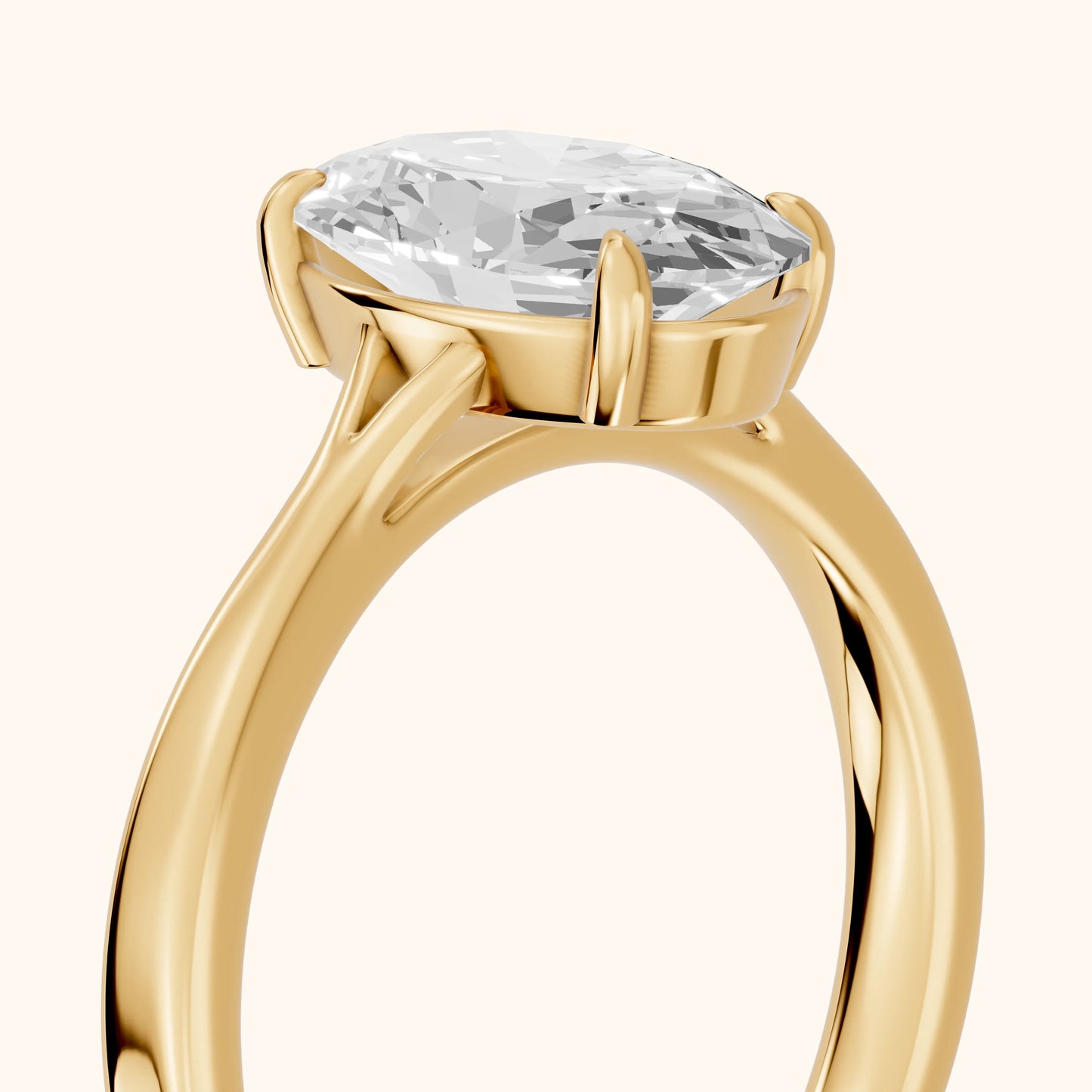 Anais Trellis Solitaire Oval Diamond Engagement Ring in Yellow Gold - slant-view.webp