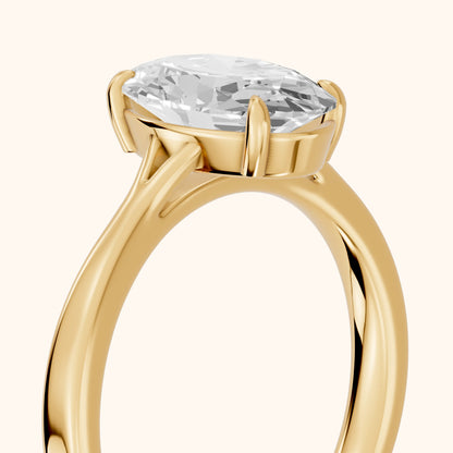 Anais Trellis Solitaire Oval Diamond Engagement Ring in Yellow Gold - slant-view.webp