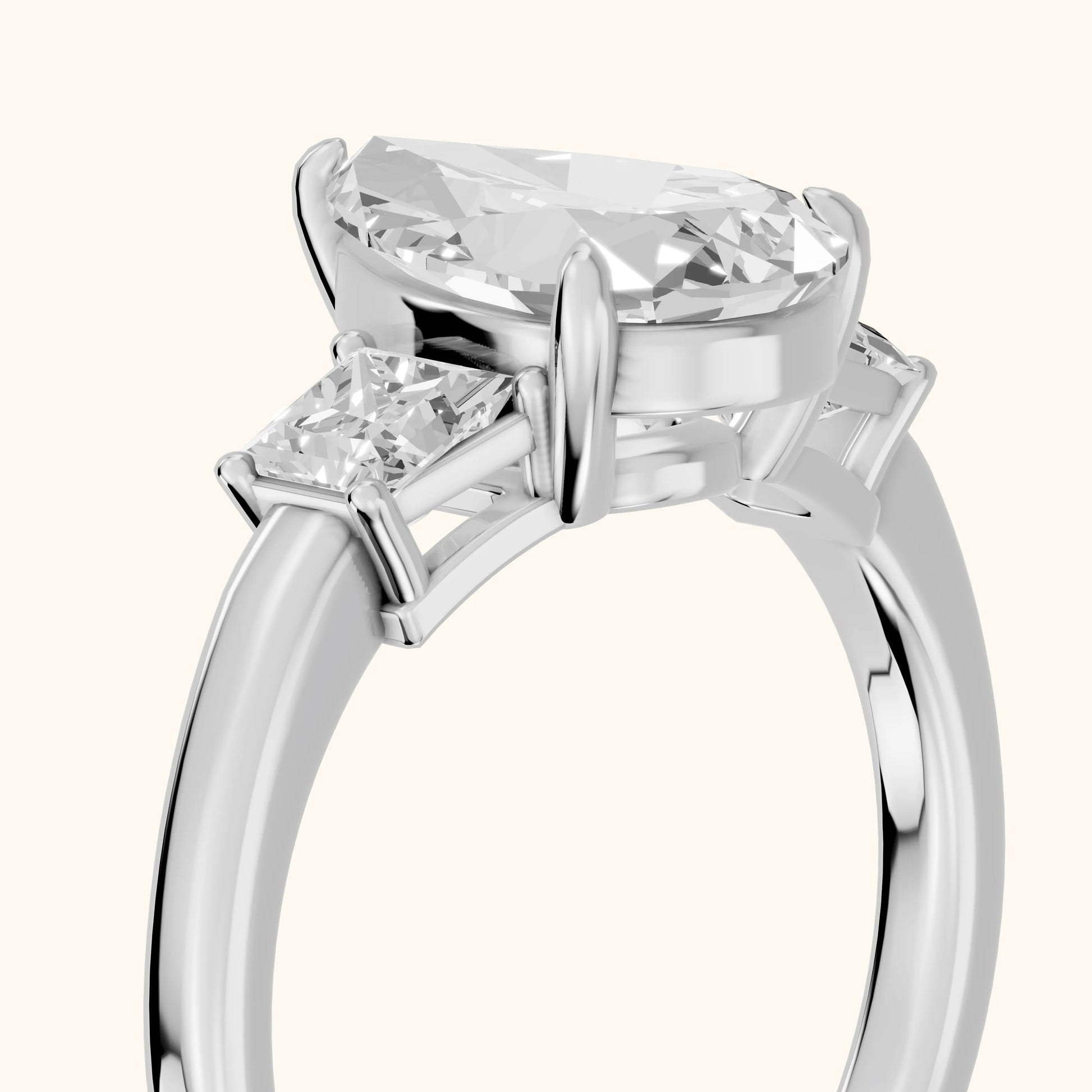Selena Three-Stone Basket Pear Diamond Ring in Platinum - slant-view.webp