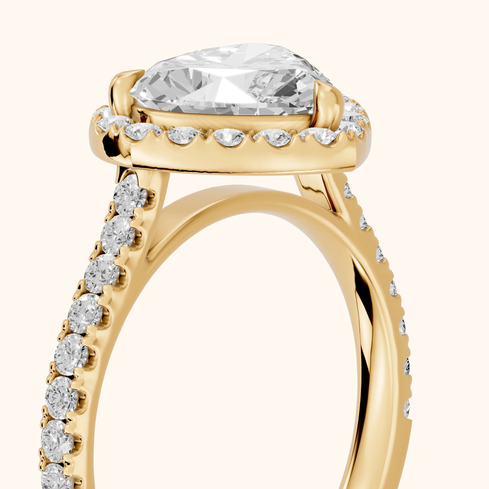 Amara Halo Claw Prong Heart Diamond Ring in Yellow Gold - slant-view.webp