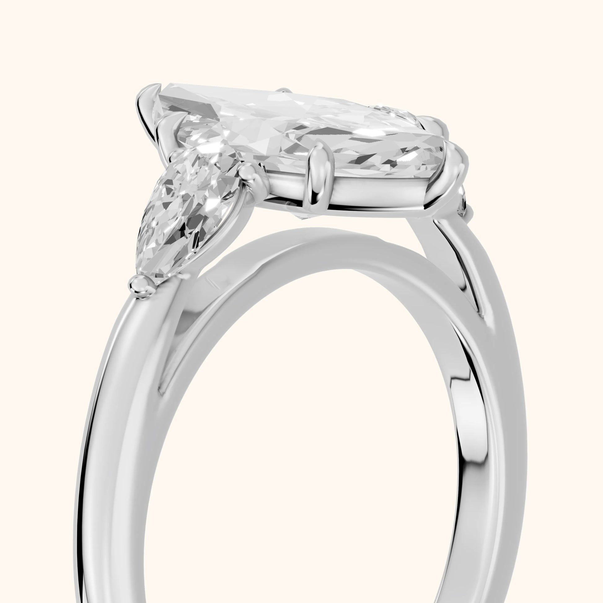 Phoebe Three-Stone Marquise Diamond Ring in Silver - slant-view.webp