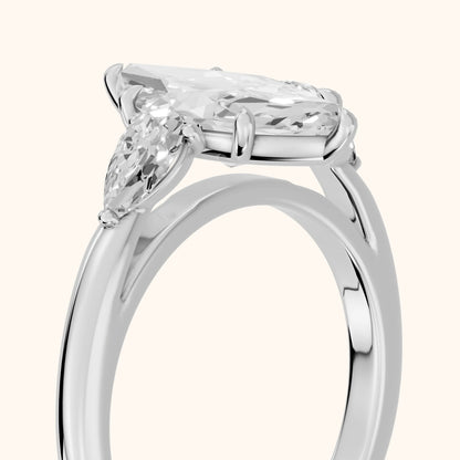 Phoebe Three-Stone Marquise Diamond Ring in Silver - slant-view.webp