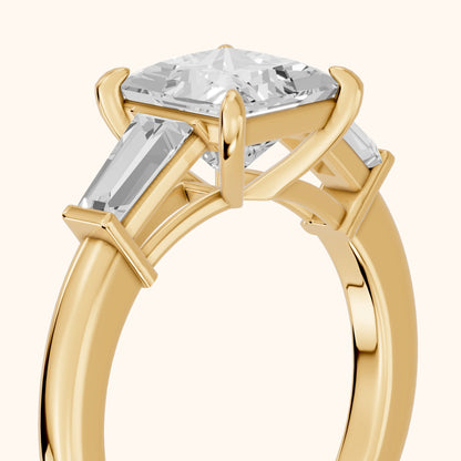 Zelda Tapered Baguette Princess Diamond Engagement Ring in Yellow Gold - slant-view.webp