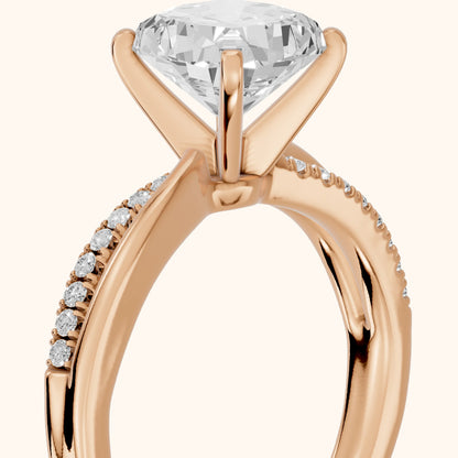 Alida Split Shank Pavé Cushion Diamond Engagement Ring in Rose Gold - slant-view.webp