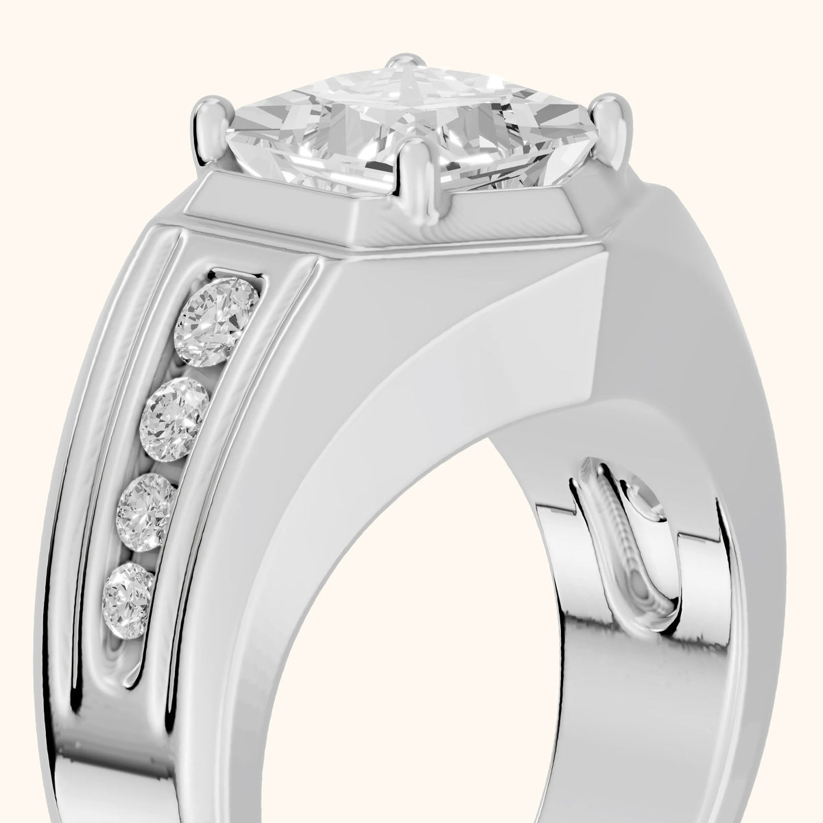 Cody Statement Channel Set Princess Diamond Engagement Ring in White Gold - slant-view.webp