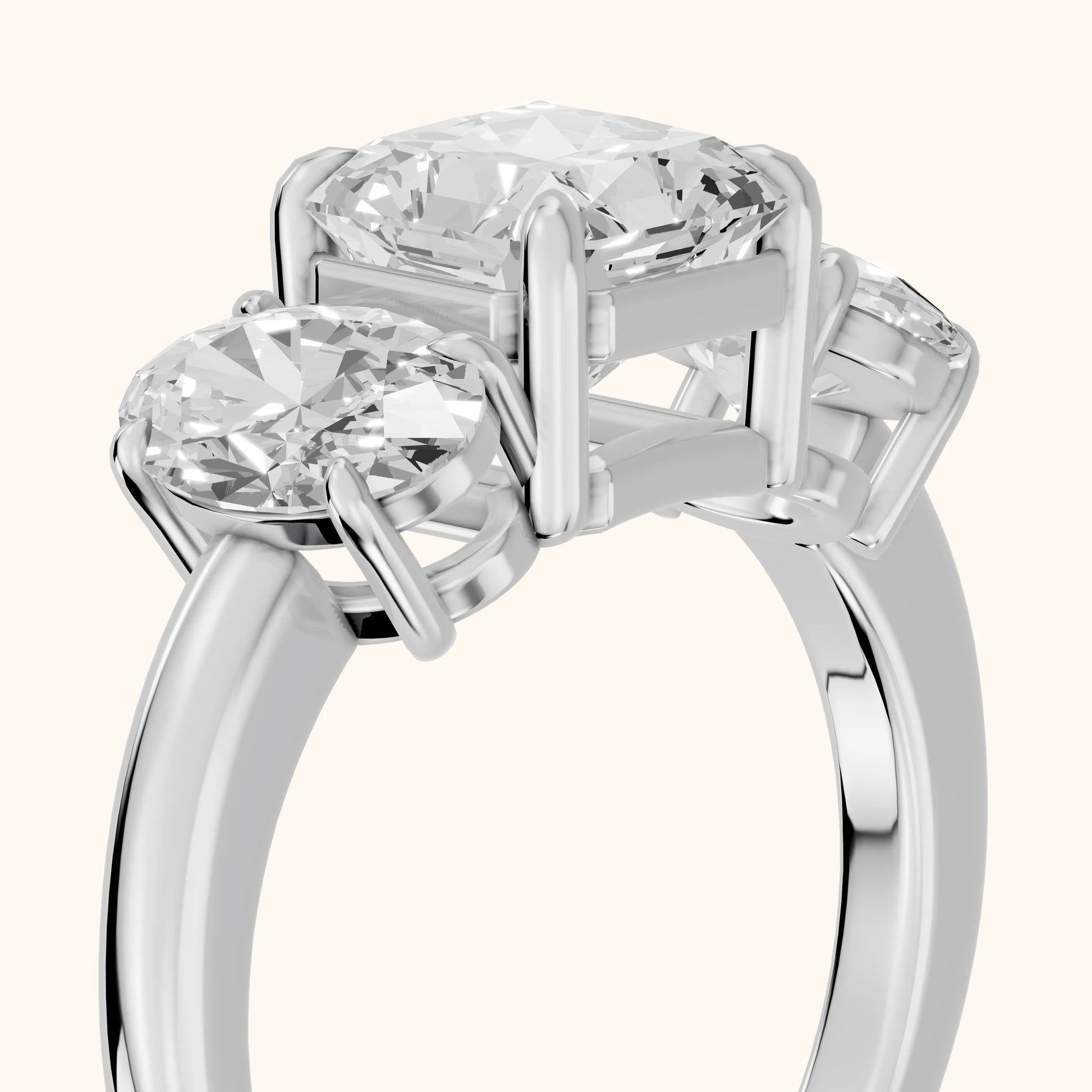 Lila Three-Stone Radiant Diamond Ring in Silver - slant-view.webp