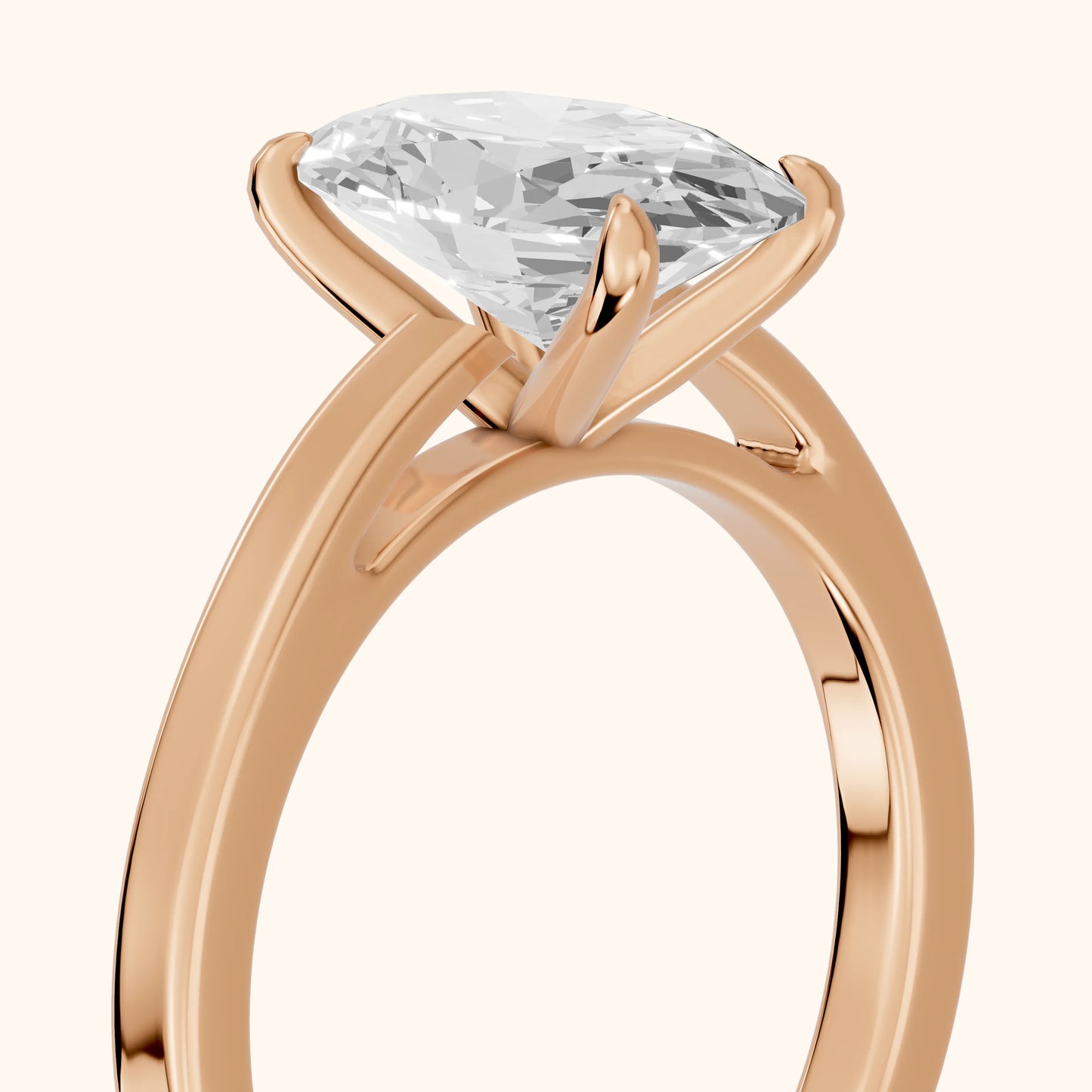 Kaia Solitaire Oval Diamond Ring in Rose Gold - slant-view.webp
