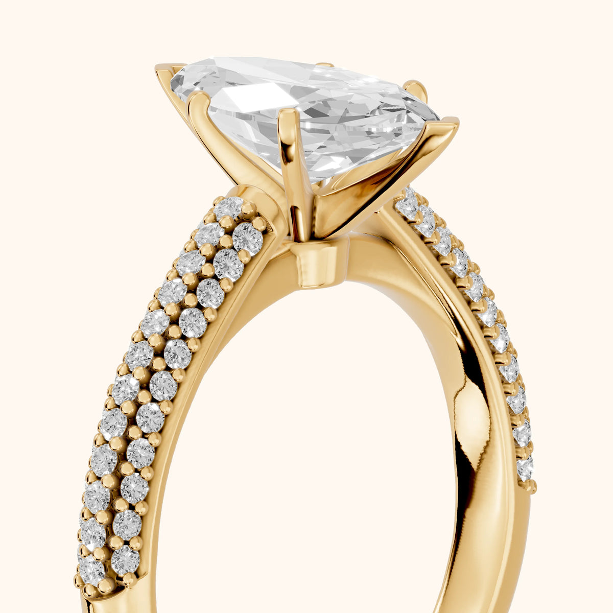Kaitlin Micropavé Dome Marquise Diamond Engagement Ring in Yellow Gold - slant-view.webp