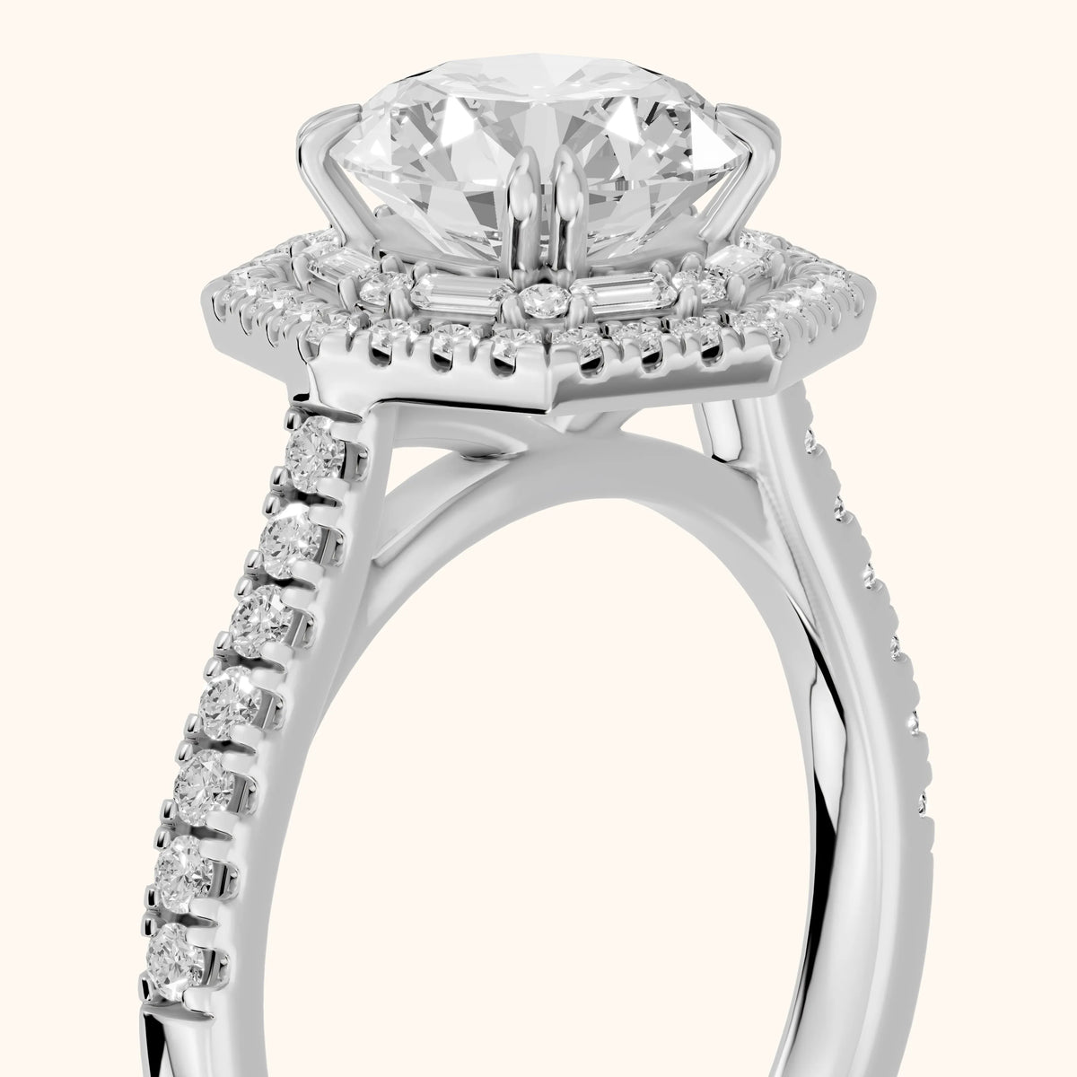 Janelle Double Halo Pavé Round Diamond Engagement Ring in White Gold - slant-view.webp