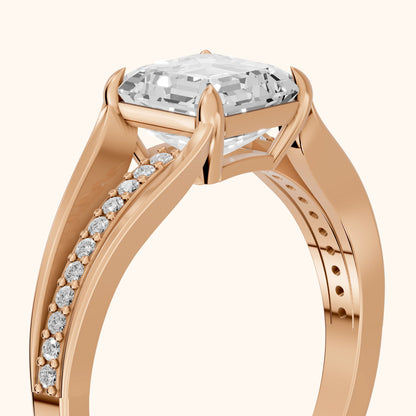 Lucinda Split Shank Asscher Diamond Engagement Ring in Rose Gold - slant-view.webp