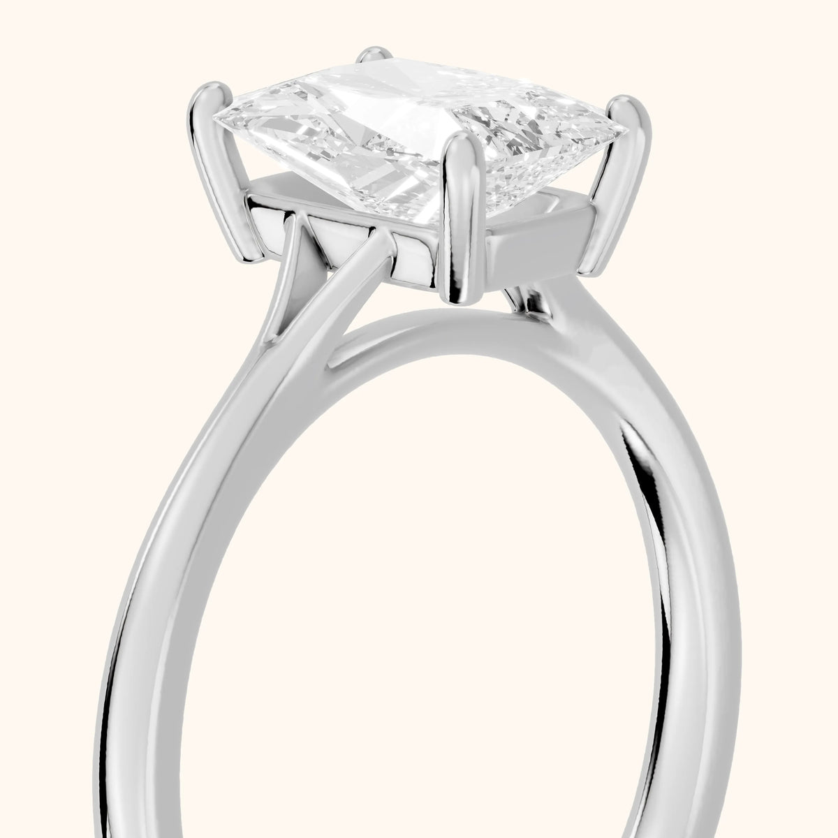 Blanche Solitaire Split Shank Radiant Diamond Engagement Ring in Silver - slant-view.webp