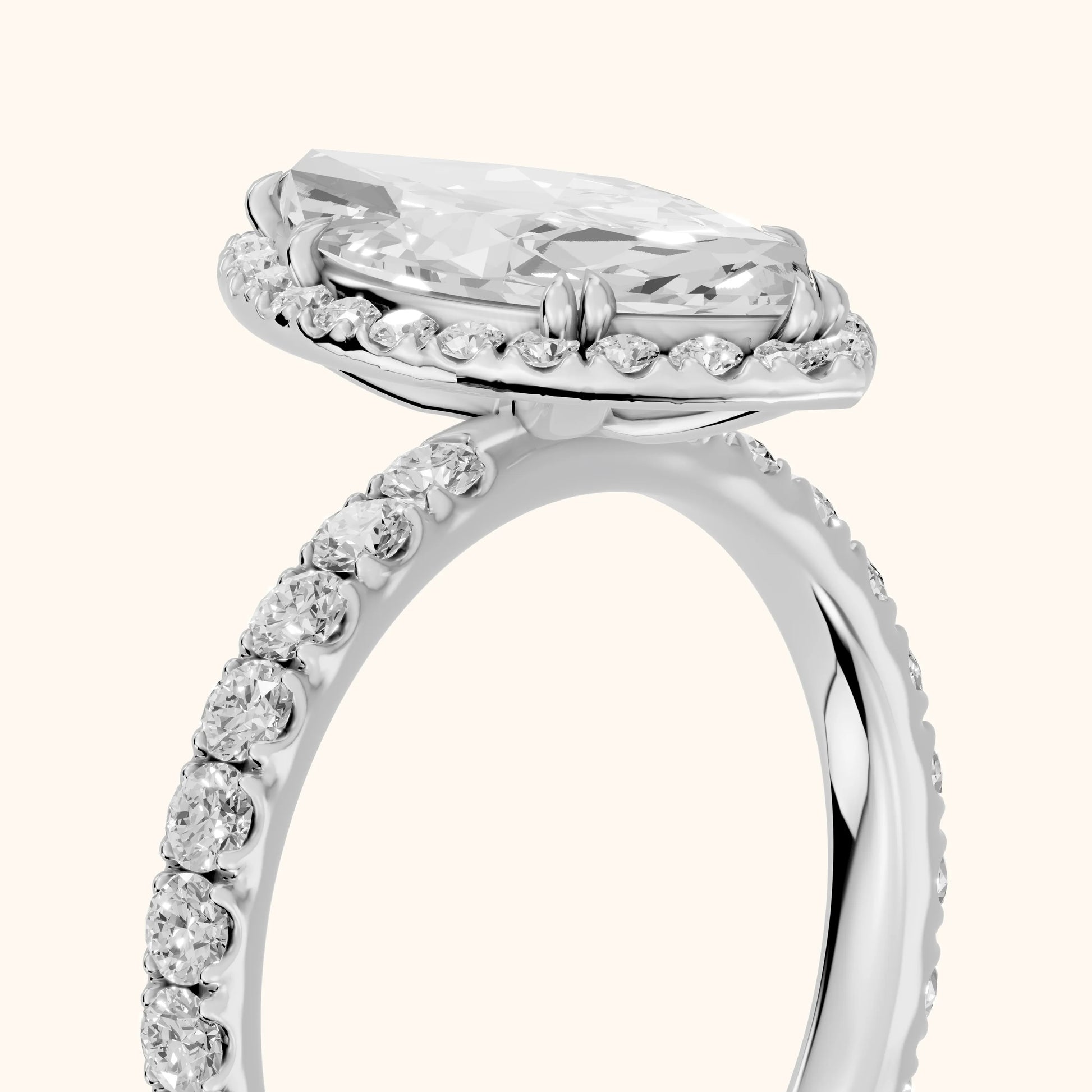 Chloe Halo Pavé Marquise Diamond Ring in Platinum - slant-view.webp