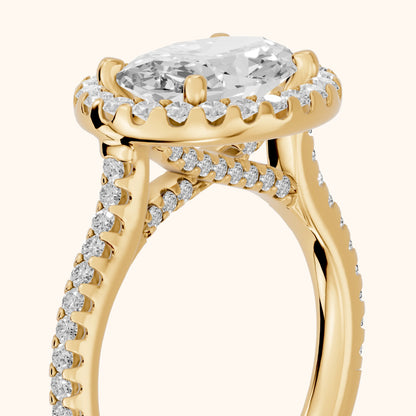 Anabel East-West Halo Oval Diamond Engagement Ring in Yellow Gold - slant-view.webp