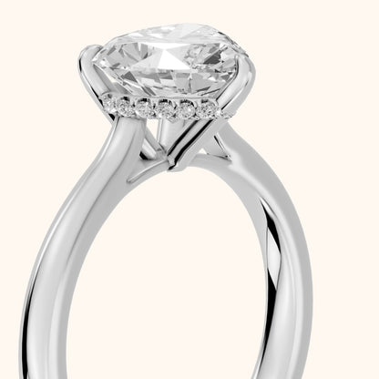 Mena Hidden Halo Heart Diamond Engagement Ring in Silver - slant-view.webp