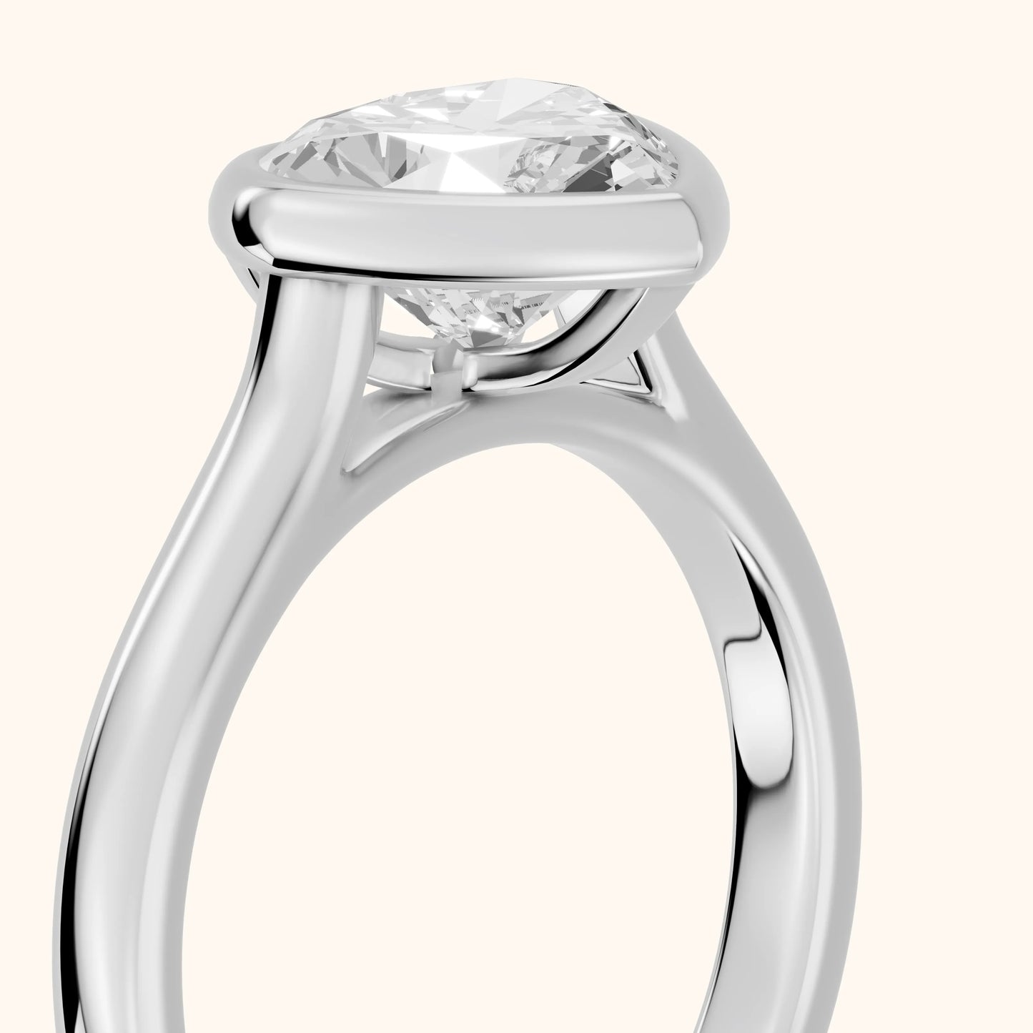 Jolie Bezel Solitaire Heart Diamond Engagement Ring in Silver - slant-view.webp