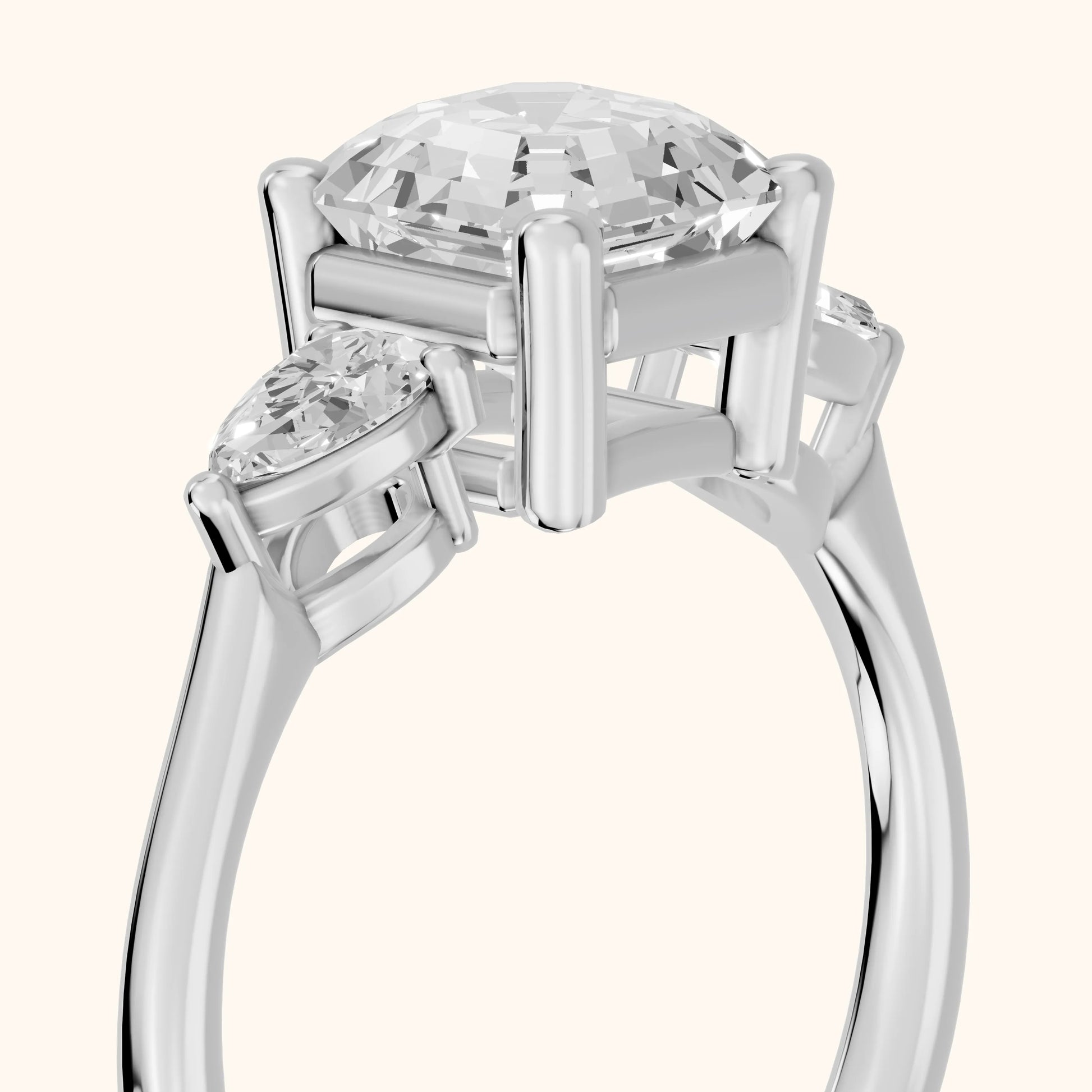 Faye Three-Stone Trellis Asscher Diamond Ring in White Gold - slant-view.webp