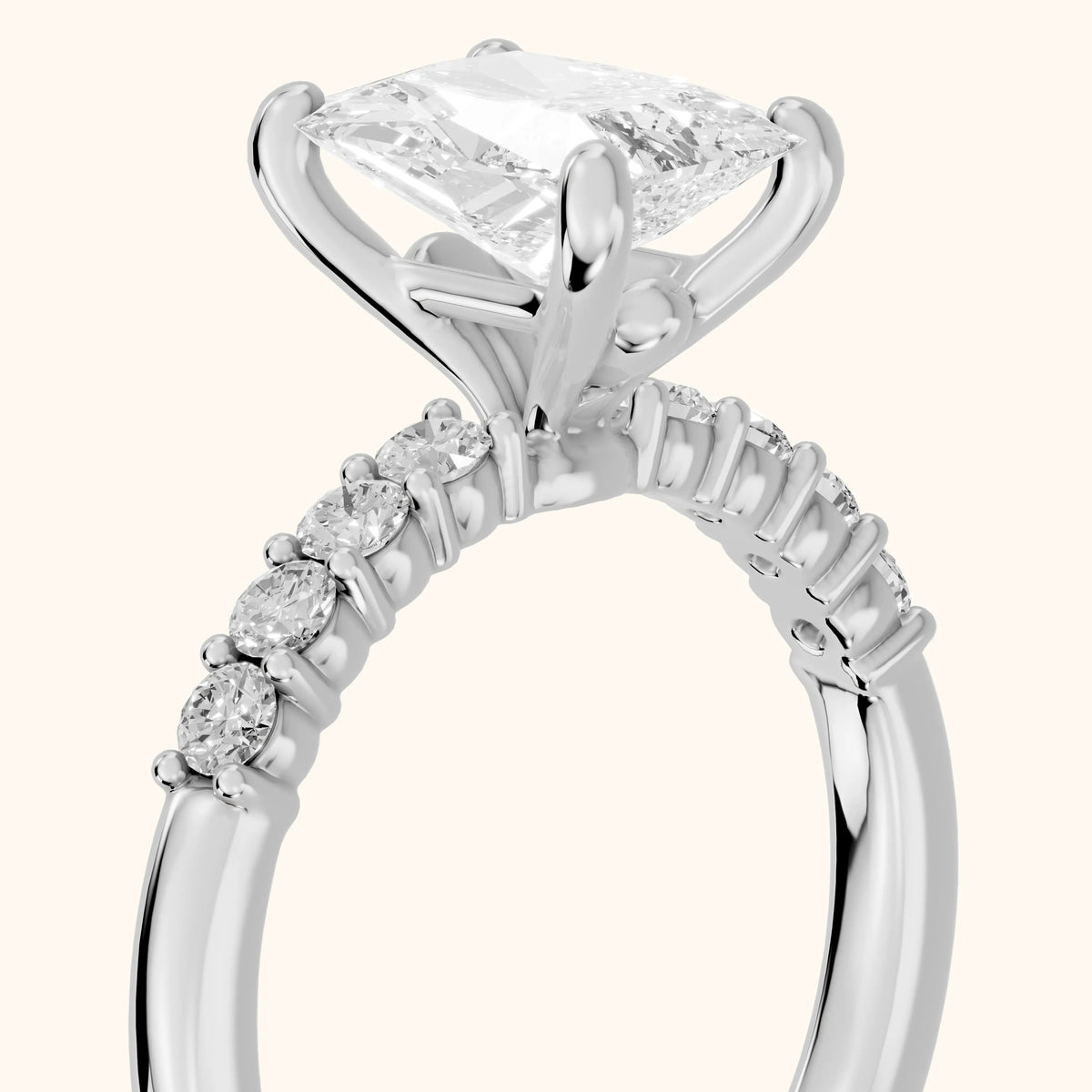 Mayfield Pavé Radiant Diamond Engagement Ring in Platinum - slant-view.webp