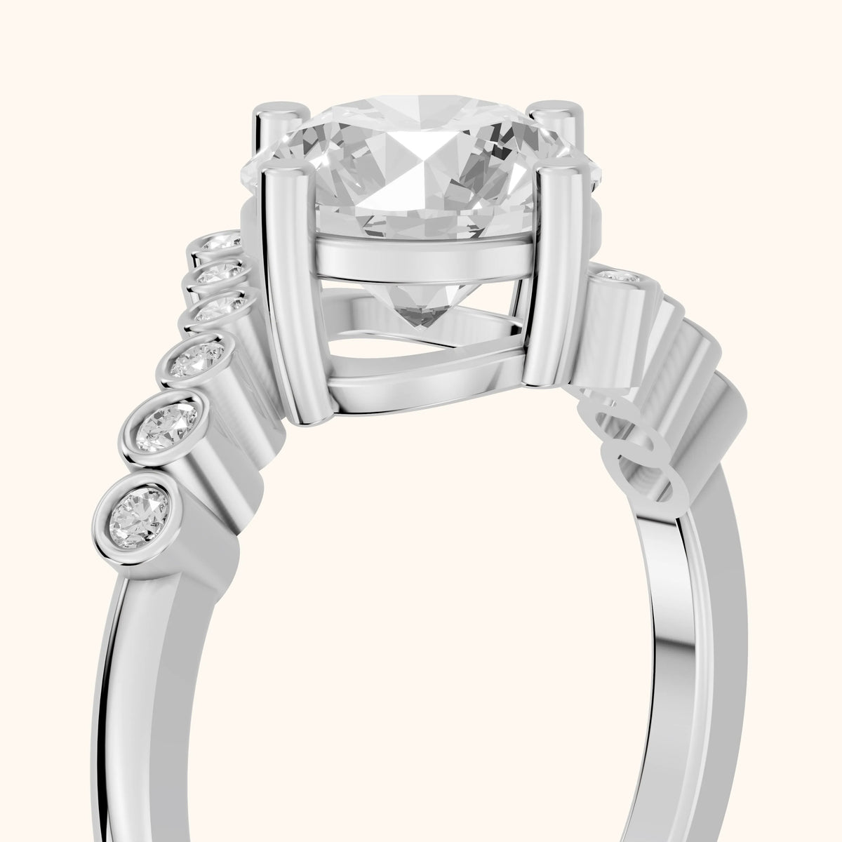 Chatham Bezel Bypass Round Diamond Engagement Ring in Silver - slant-view.webp