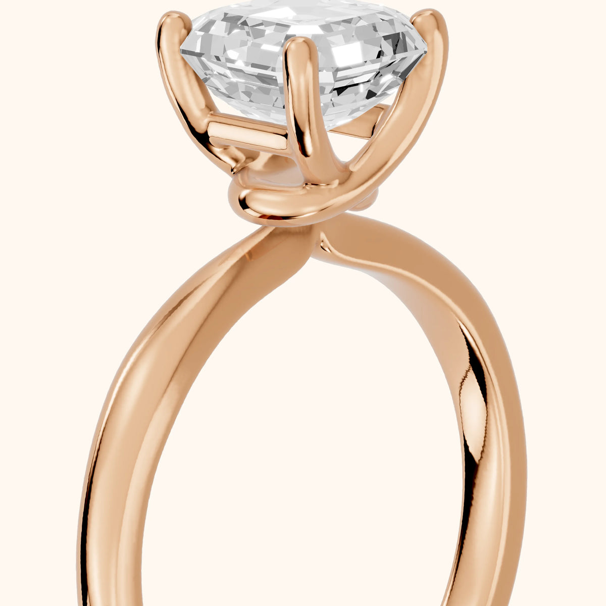 Ana Ribbon Solitaire Asscher Diamond Engagement Ring in Rose Gold - slant-view.webp