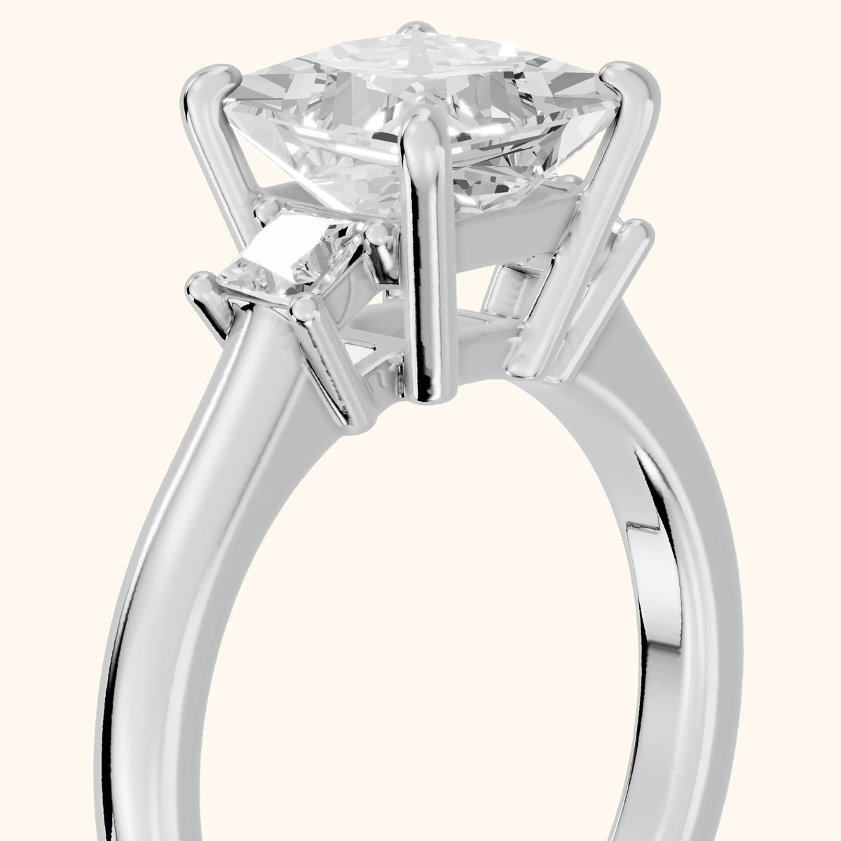 Brenna Three-Stone Princess Diamond Engagement Ring in White Gold - slant-view.webp