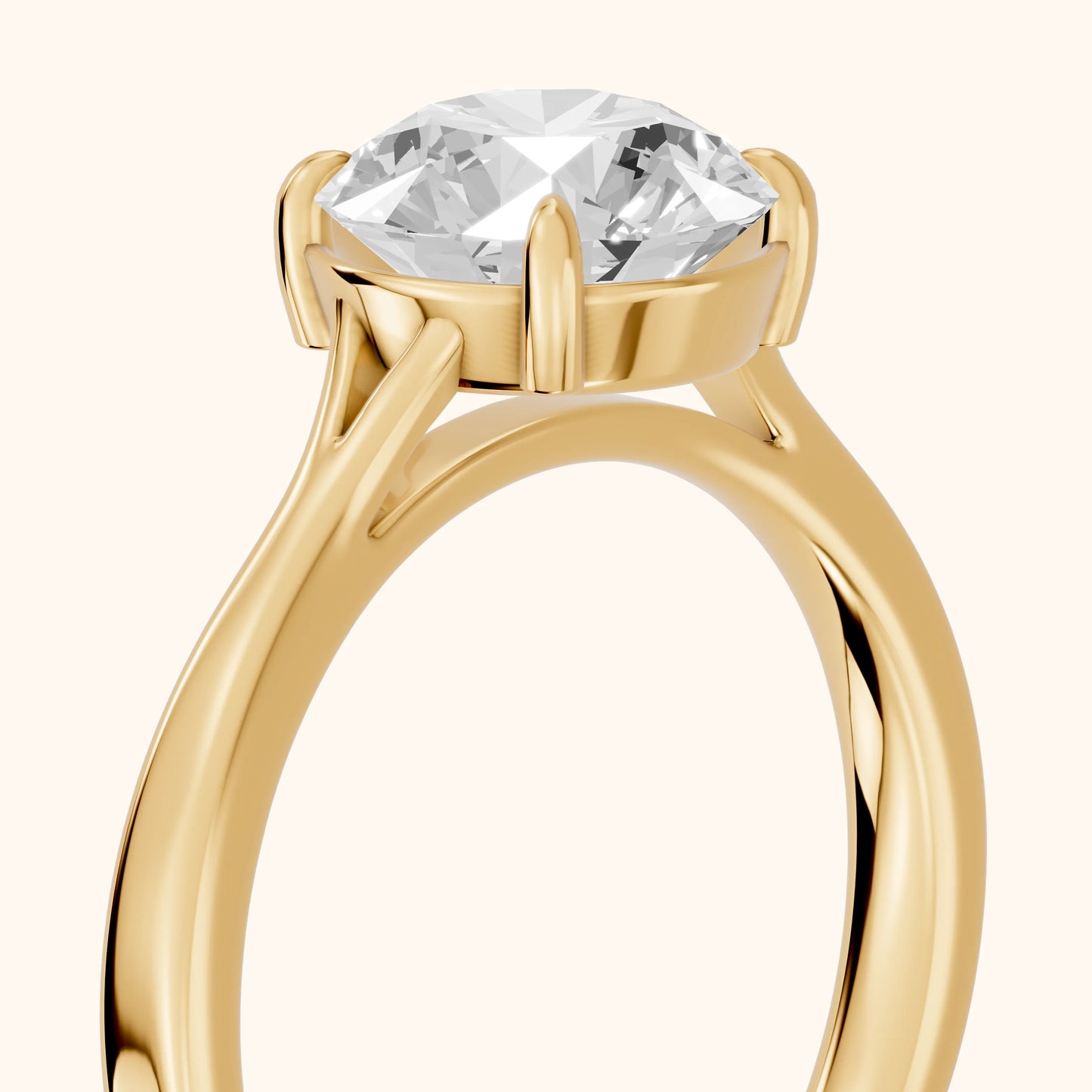 Anais Trellis Solitaire Round Diamond Engagement Ring in Yellow Gold - slant-view.webp