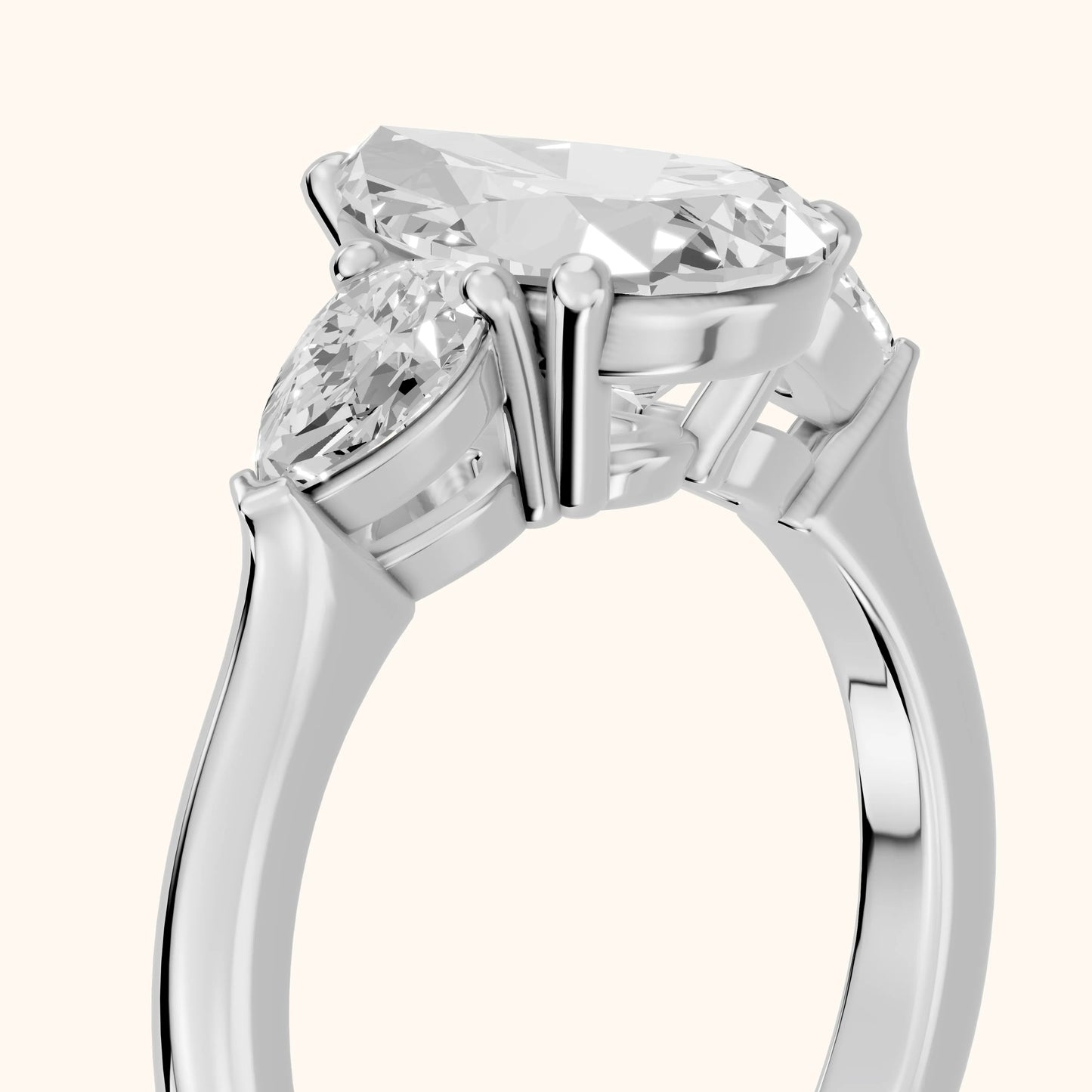 Mirabel Three-Stone Pear Diamond Engagement Ring in Platinum - slant-view.webp