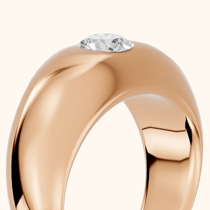 Noelle Bezel Round Diamond Wedding Band in Rose Gold - slant-view