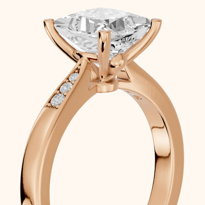 Minnie Flush-Set Princess Diamond Engagement Ring in Rose Gold - slant-view.webp