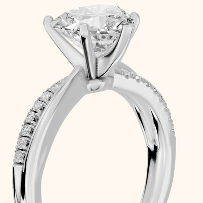 Alida Split Shank Pavé Heart Diamond Engagement Ring in Platinum - slant-view.webp