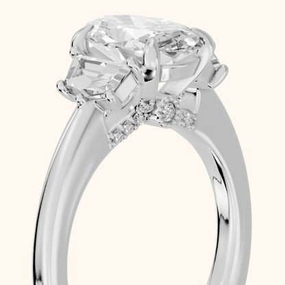 Galena Step-Cut Three-Stone Oval Diamond Engagement Ring in Platinum - slant-view.webp