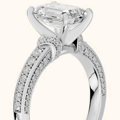 Anabelle Statement Pavé Emerald Diamond Engagement Ring in Silver - slant-view.webp