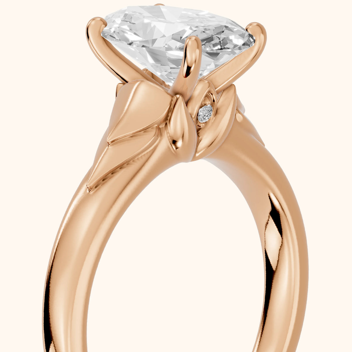 Jana Engraved Oval Diamond Engagement Ring in Rose Gold - slant-view.webp
