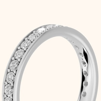 Ninon Classic Pavé Round Diamond Eternity Band in Silver - slant-view