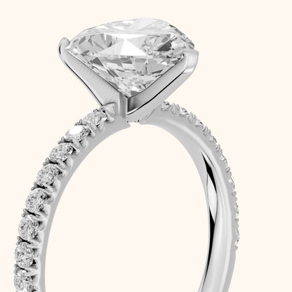 Juna French Pavé Solitaire Heart Diamond Engagement Ring in Silver - slant-view.webp