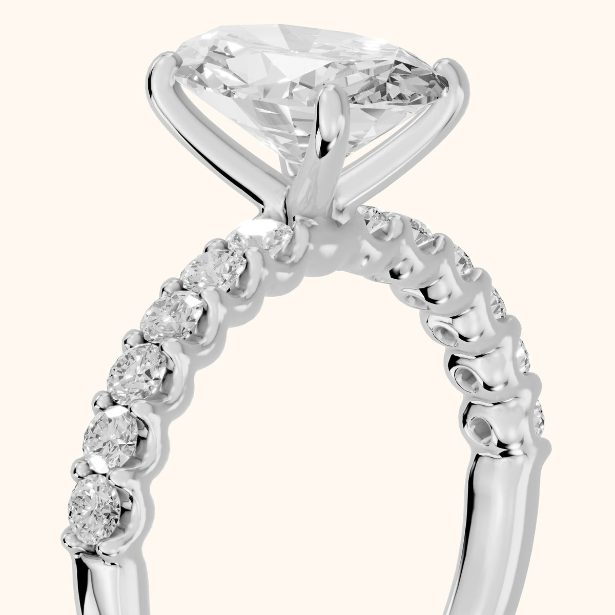 Lynn Statement Pavé Oval Diamond Engagement Ring in Platinum - slant-view.webp