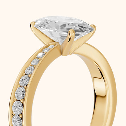 Rhea Sidestone Pavé Oval Diamond Engagement Ring in Yellow Gold - slant-view.webp