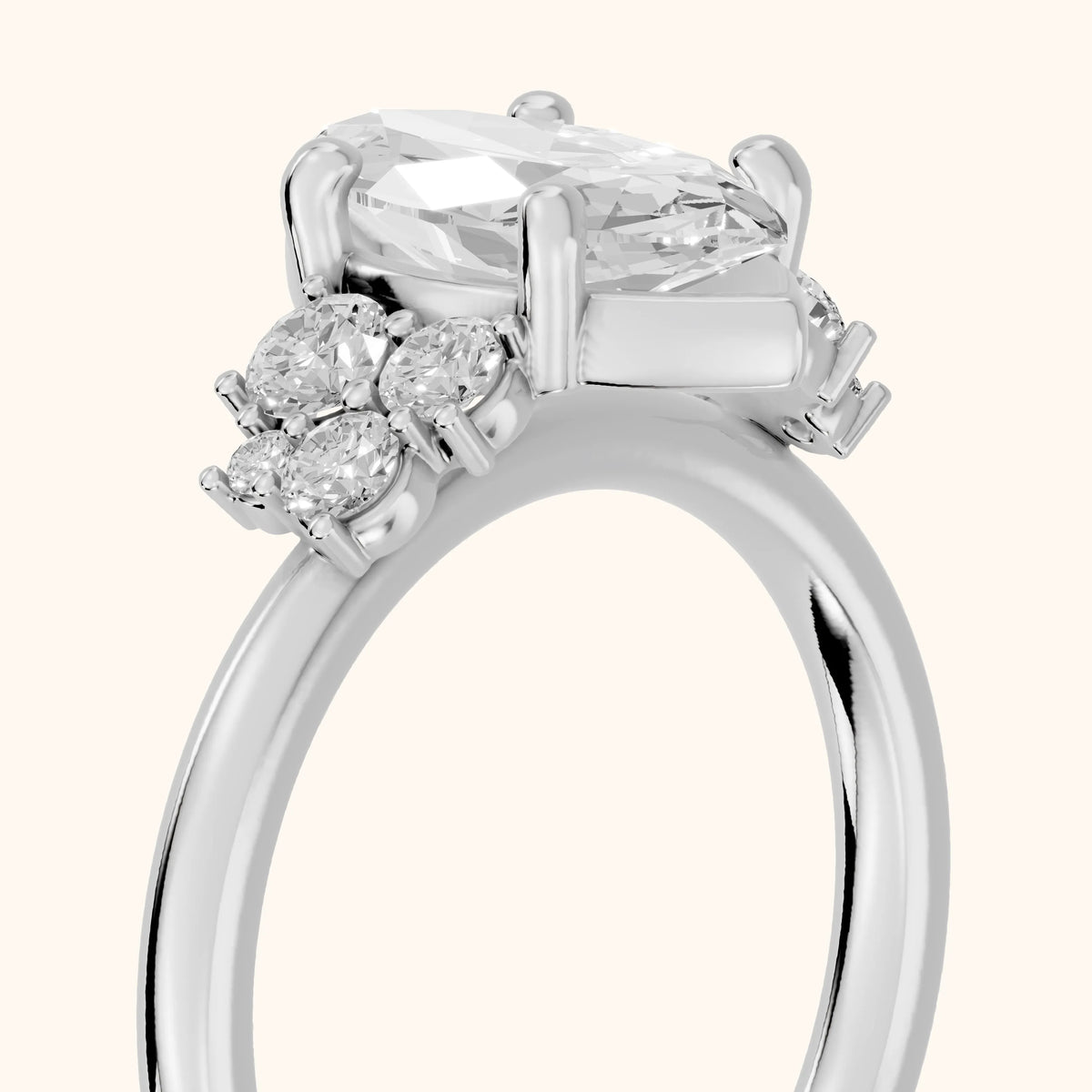 Hannah Cluster Marquise Diamond Engagement Ring in Silver - slant-view.webp