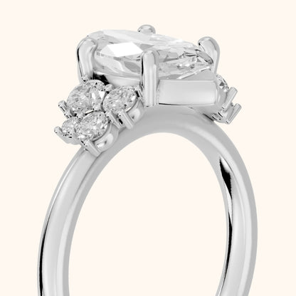 Hannah Cluster Marquise Diamond Engagement Ring in Silver - slant-view.webp