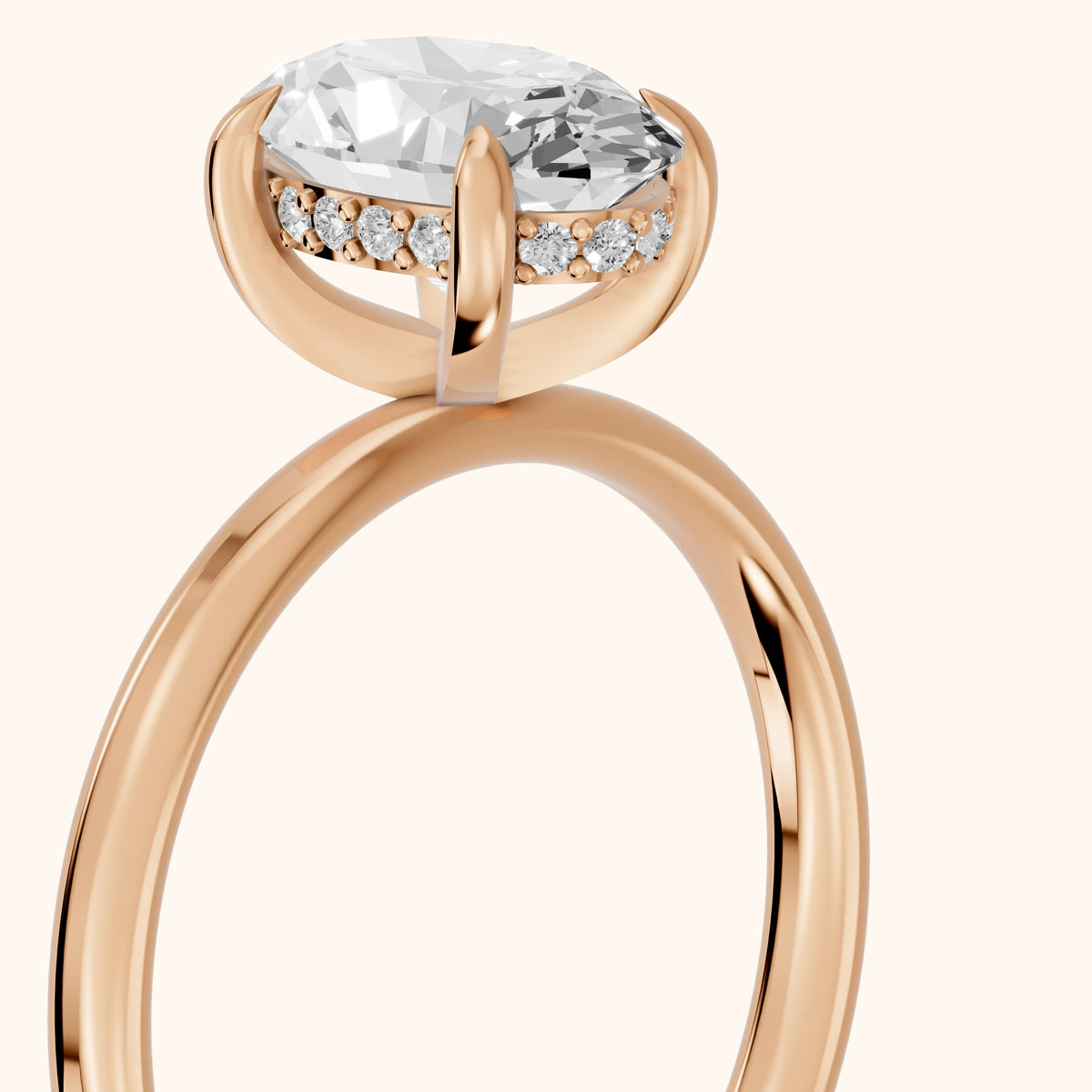 Charlotte Charm Solitaire Oval Diamond Engagement Ring in Rose Gold - slant-view.webp