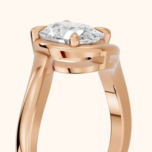 Margaux Bypass Solitaire Cushion Diamond Engagement Ring in Rose Gold - slant-view.webp