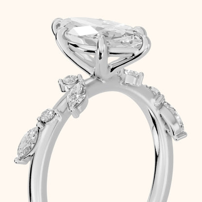 Vivian Leaf Marquise Diamond Engagement Ring in Platinum - slant-view.webp