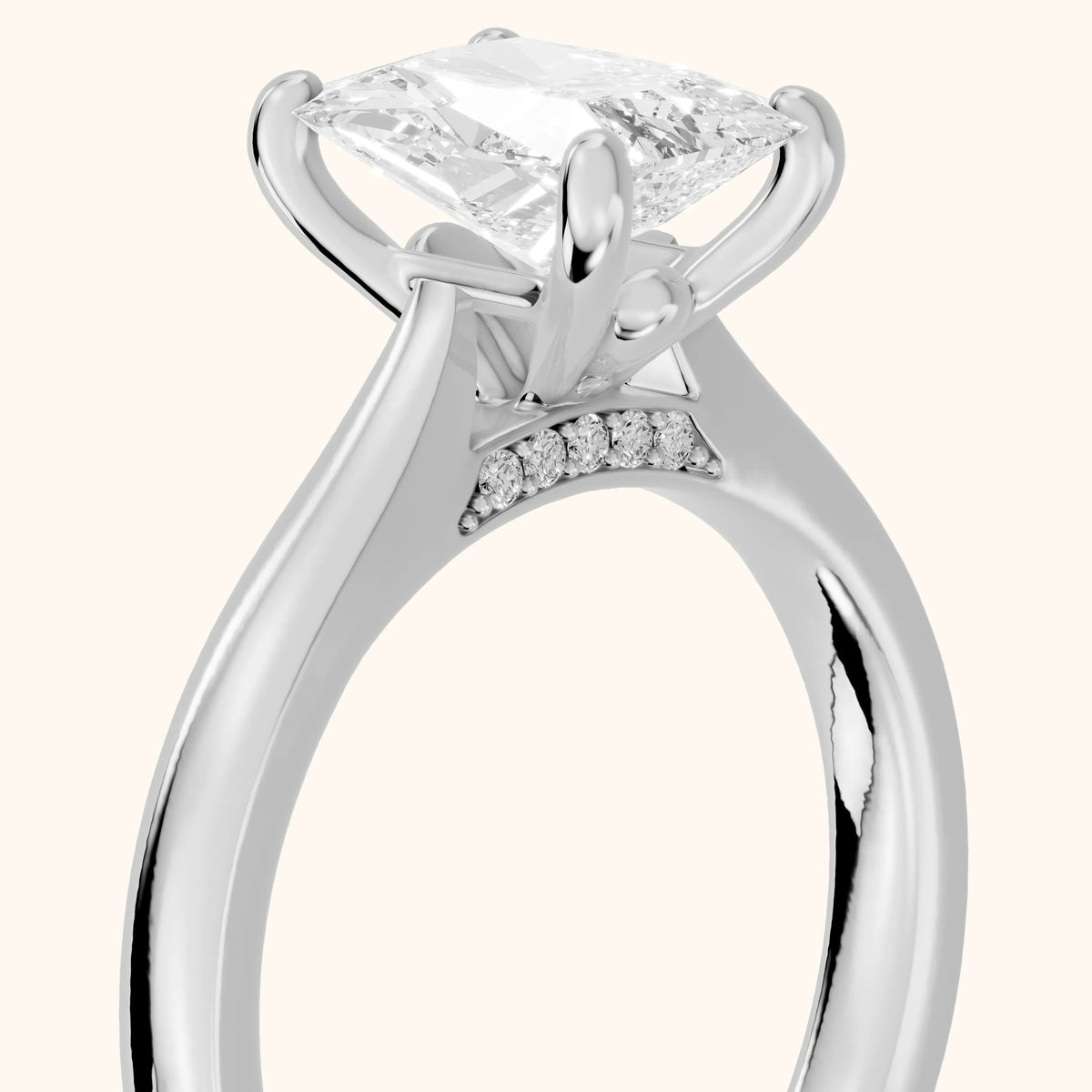 Sofia Cathedral Radiant Diamond Engagement Ring in Platinum - slant-view.webp