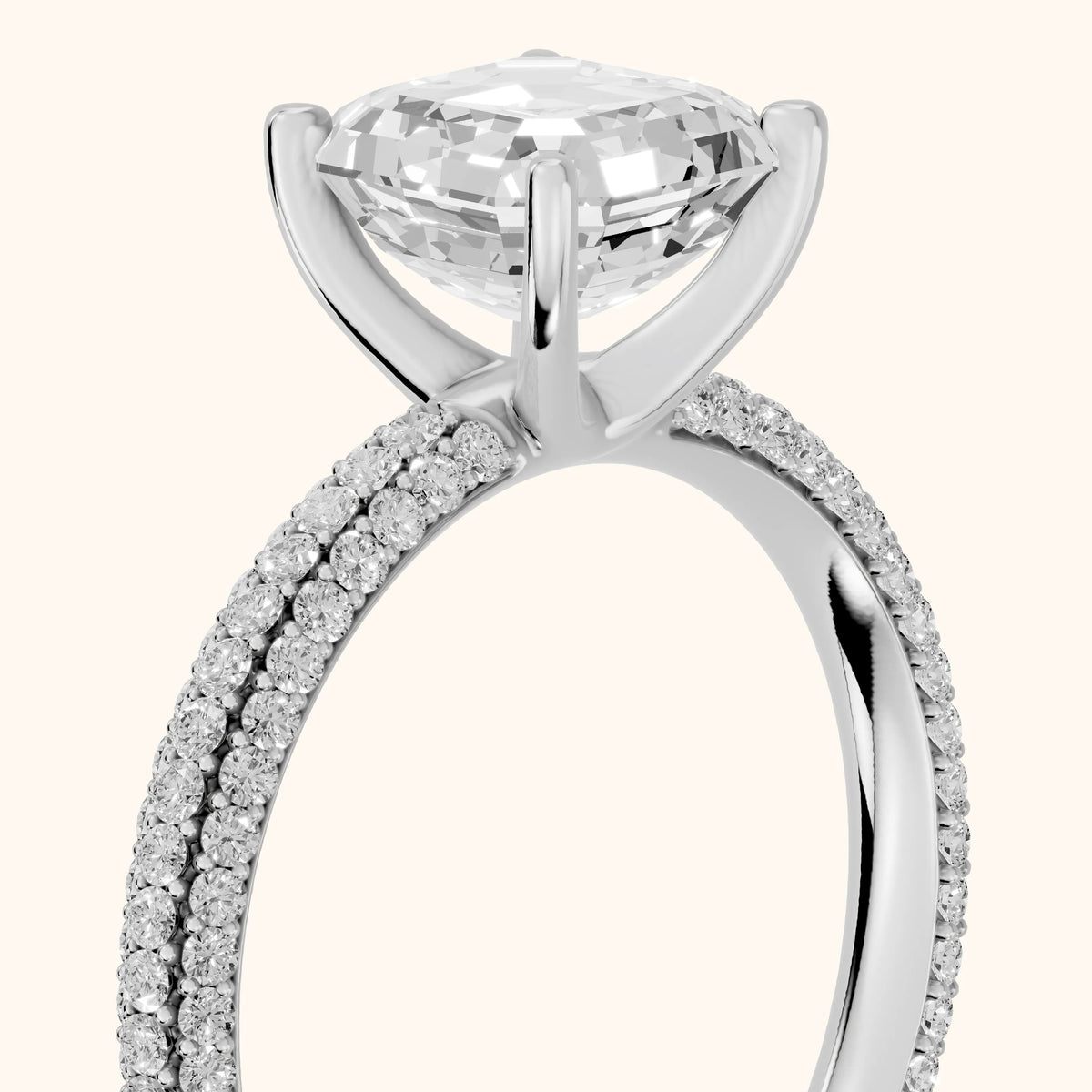 Thalia Micropavé Asscher Diamond Engagement Ring in Silver - slant-view.webp
