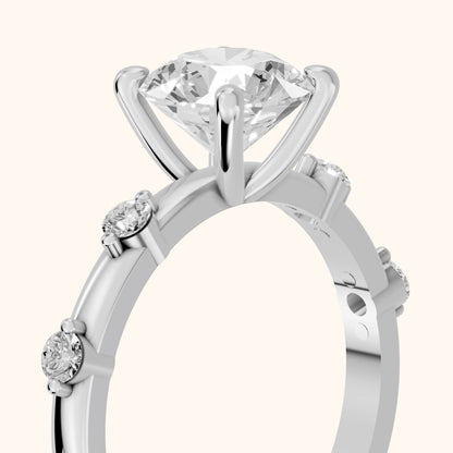 Elena Radiance Solitaire Round Diamond Engagement Ring in Platinum - slant-view.webp