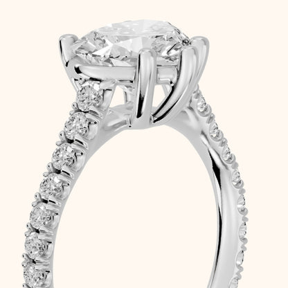 Una Cathedral Pavé Heart Diamond Engagement Ring in Silver - slant-view.webp