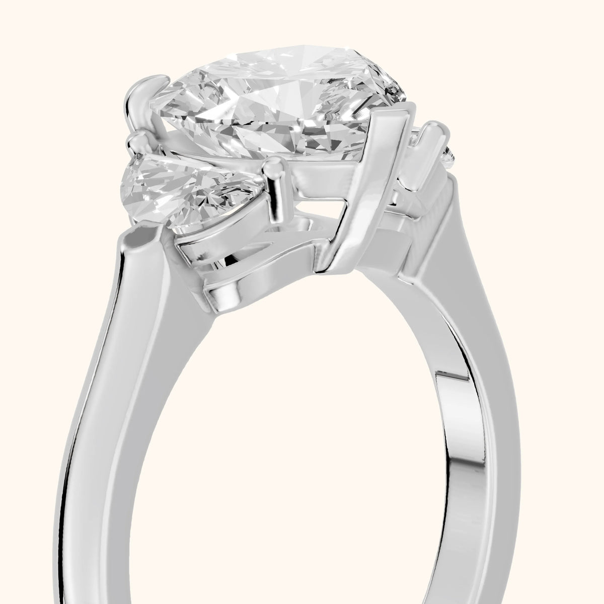 Elia Half-Moon Three-Stone Heart Diamond Engagement Ring in Silver - slant-view.webp
