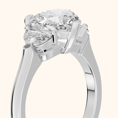Elia Half-Moon Three-Stone Heart Diamond Engagement Ring in Silver - slant-view.webp