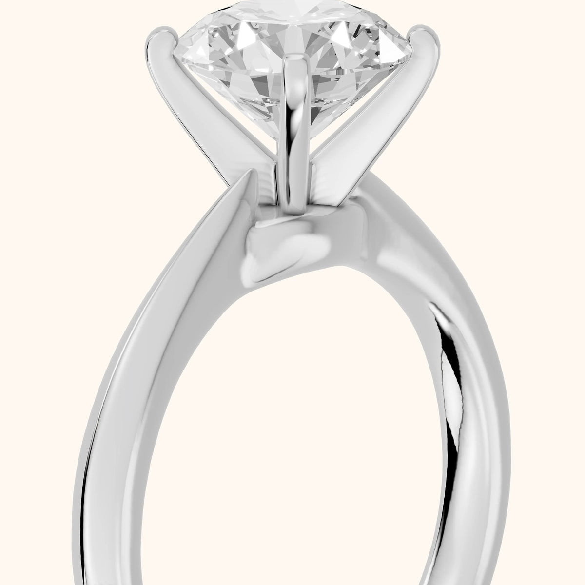 Arlette Solitaire Knife Edge Round Diamond Engagement Ring in White Gold - slant-view.webp