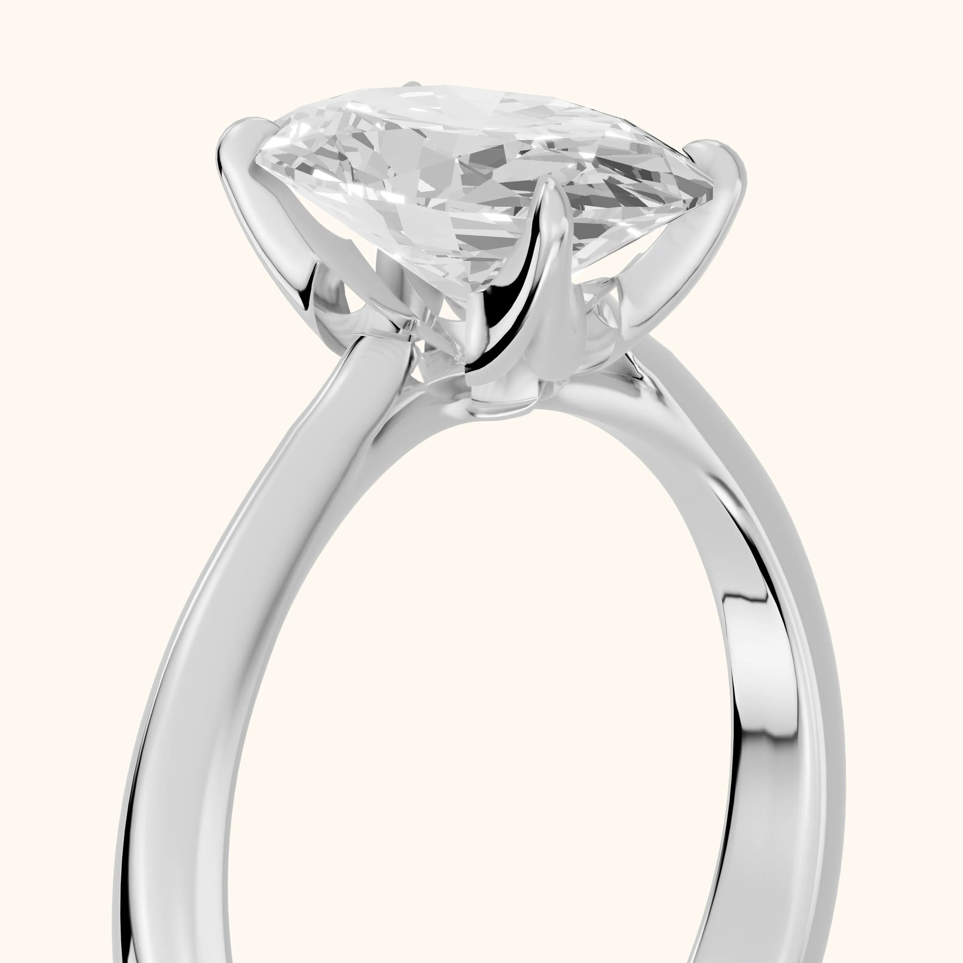 Evie Solitaire Six-Prong Oval Diamond Engagement Ring in Platinum - slant-view.webp